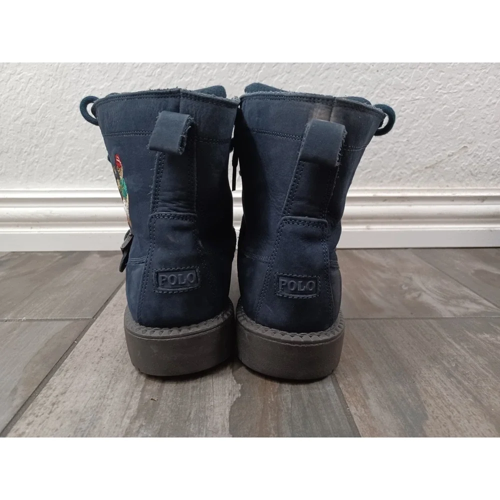 Polo Ralph Lauren Bear Boots Boys Size 4.5 Navy Blue Nubuck Leather Ranger